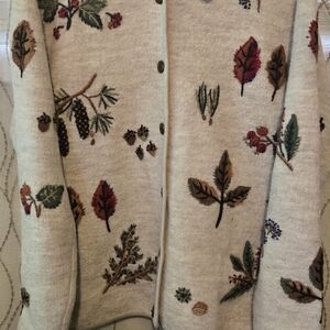 Marisa Christina Beige Embroidered Botanical Cardigan